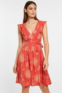 Marcs Dress AUS 10 US6 Mini Orange Statement Floral Silk Cotton Ruffle Flowy - Picture 1 of 6