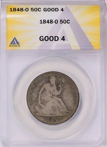 1848-O ANACS GOOD 4 Liberty Seated Half Dollar 50c - New Orleans Mint - Picture 1 of 2