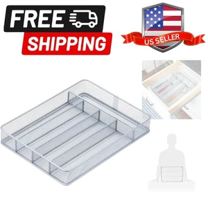 Stahlgitter 5 Fächer Besteck Utensilien Organizer, Silber - Bild 1 von 5