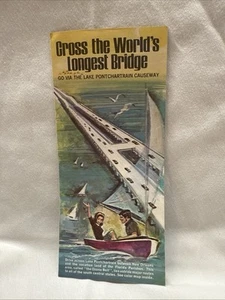 Lake Pontchartrain Causeway ~ Brochure Longest Bridge New Orleans 1970s Vintage - Picture 1 of 9