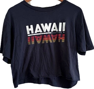 Quiksilver Hawaii Navy Shirt Cropped Women's Top Large Surfing 42" Chest - Picture 1 of 3