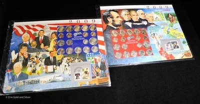 2009 P&D Uncirculated Mint Set Postal Commemorative Society Coins & Stamps - Image 1 of 4