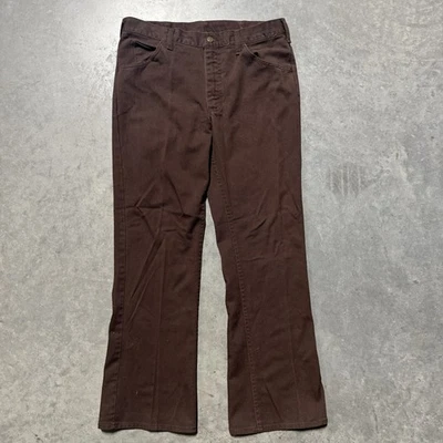 Pantalones de corte bota acampanados de lona Lee Riders vintage años 70 talla 32x30 marrón EE. UU. Foto 1 de 4