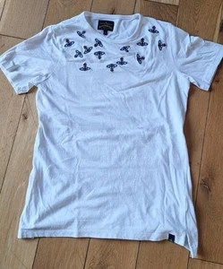 Vivienne Westwood T Shirt Anglomania Embroidered Crazy Orbs White Top Tee XS - Picture 1 of 7