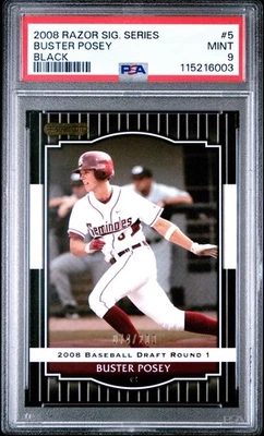 2008 Razor Signature Series #5 Buster Posey Black 074/200 PSA 9 MINT - Image 1 of 2