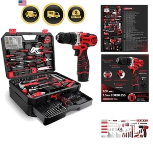 Juego de herramientas Kit 276 piezas con taladro inalámbrico Caja de herramientas Estuche de almacenamiento Hágalo usted mismo Reparación en el hogar - Imagen 1 de 11