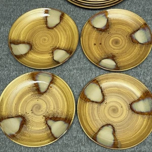 Sango Splash 4951 8" Salat Brot Teller 4er Set Braun Tropfglasur Rustikal - Bild 1 von 4