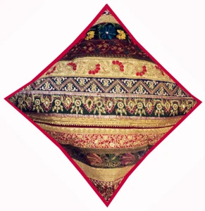 24" CELEBRATION GIFT VINTAGE SARI DECOR SEQUIN BEADED THROW CUSHION PILLOW COVER - Picture 1 of 8
