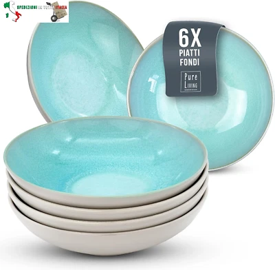 Servizio Piatti Ibiza per 6 Persone - Set di Piatti Fondi Moderni in Gres Porcel - Immagine 1 di 4