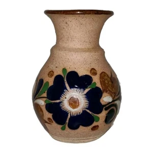 Tonala Keramik Vase handbemalt floral Mexiko Steinzeug Volkskunst klein - Bild 1 von 11