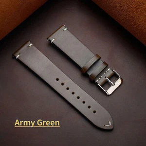 Retro Cow Genuine Leather Watch Strap 18mm 19 20 21 22 24mm Wrist Band Bracelet - Picture 1 of 20