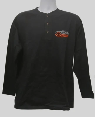 Harley Davidson men's black hot block henley long sleeve [NEW] - Image 1 of 3