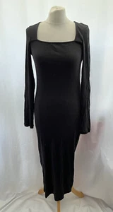 Vero Moda Long Sleeve Black Ribbed Bodycon Dress Size M - Picture 1 of 12