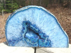 Achat Geode blaue Buchstützen - exzellente Farben und Muster / Druzy Centers - 6 Pfund 15 Unzen - Bild 1 von 7