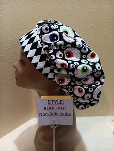Eyeballs Ophthalmic Halloween Women's Bouffant Surgical Scrub Hat/Cap Handmade - Picture 1 of 5