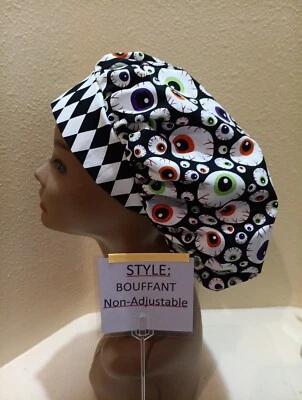 Eyeballs Ophthalmic Halloween Women's Bouffant Surgical Scrub Hat/Cap Handmade - Image 1 of 4