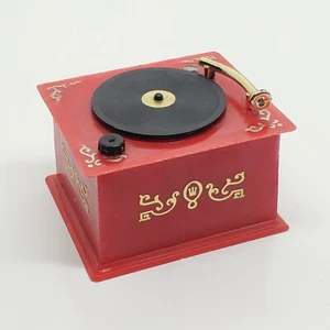 Vintage Record Player Music Box Made in germany Works! Red gold (Bd) - Picture 1 of 7