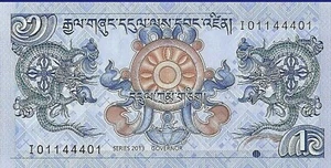 Bhutan World Paper Money 1 ngultrum ▶ P-27b 2013 Banknote uncirculated - Picture 1 of 2