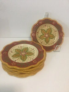PIER 1 IMPORTS Hand Painted Earthenware JULIANA  Red Floral Salad Plate New - Picture 1 of 2