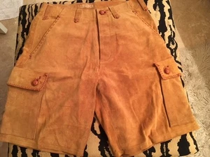 SONORA CALF SUEDE LEATHER UNISEX CARGO SHORTS.Size 32 HANDMADE.More Sizes. - Picture 1 of 12