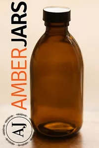 2 x 300ml Amber Glass Bottle with phenolic polycone liner cap- freezer/food safe - Picture 1 of 7