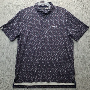RLX Ralph Lauren Golf Performance Polo Shirt Men Large Multi Sun Floral High Low - Picture 1 of 8