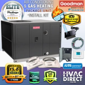Goodman 4 Ton 80K BTU Central AC Gas Package Unit System GPGM3, 13.4 SEER2 - Picture 1 of 15