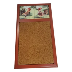 Tiled Wood Cork Memo Board Rooster Note Bulletin Farmhouse French Country  - Picture 1 of 4