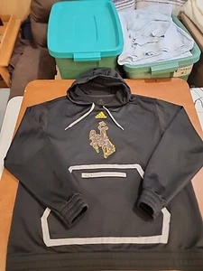 UW Wyoming Cowboys Adidas Aeroready Men's 2XL L/S Black Hoody EUC. GB34 - Imagen 1 de 9