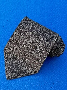 Authentic YSL Yves Saint Laurent Flowers Design On Brown 100% Silk Necktie Tie - Picture 1 of 11