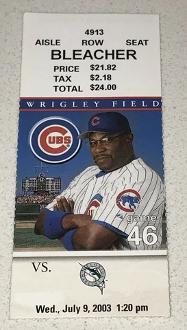 7/9/03 St Louis Cardinals Chicago Cubs Game Used Ticket Stub Sammy Sosa HR #514 Cover