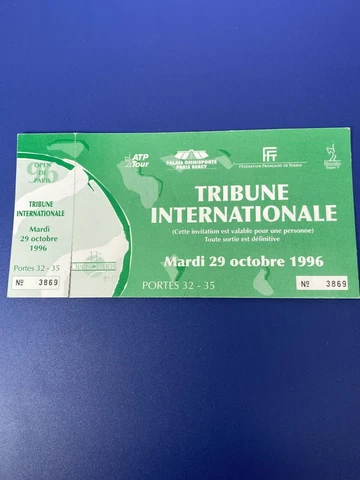 Vtg Open de Paris 1996 Tennis Tournament Tribune Internationale Unused Ticket Cover