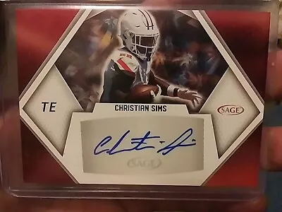 Christian Sims 2023 Sage High Series Red Auto RC #A-CS3 Bowling Green  - Image 1 of 2