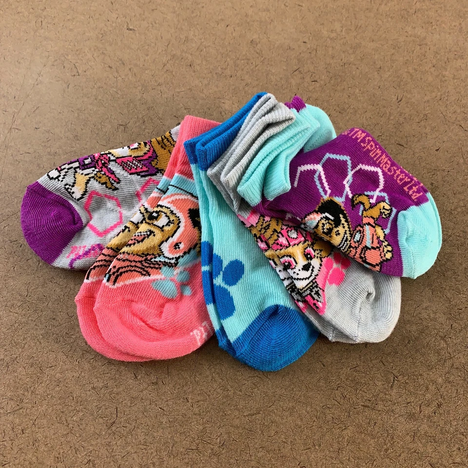 Nickelodeon Paw Patrol Girls Shoe Size 4-7.5 Colorful 5 Pack No Show Socks NWT - Image 1 of 4