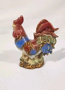 Vintage Hand Painted Colorful Rooster Ceramic Figurine 5" - Picture 1 of 10
