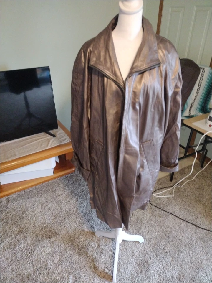 Abrigo de Cuero Flecha Chaqueta de Cuero Genuino M Vintage Belleza Color Marrón/Cobre Foto 1 de 4