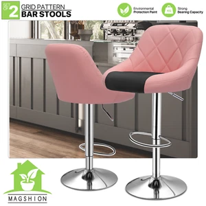 Model Bar Stool Chair Dining Counter Pub Barstools Mix Black & Pink Set of 2 - Picture 1 of 10