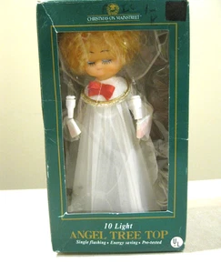 Vintage 8"h Christmas On Mainstreet Angel Tree Topper w/10 Flashing Lights VGC - Picture 1 of 15