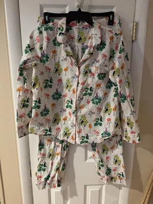 Juego de pijama de popelina tucán flamenco talla LG cordón algodón Company Store Foto 1 de 4