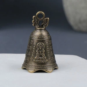 2Pcs Retro China's Mini Bronze Sculpture Pray Buddha Feng Shui Bell Wind Bell GA - Picture 1 of 12