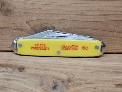 Navaja de Bolsillo Publicitaria Coca-Cola Amarilla Años 30 De Colección EE. UU. Foto 1 de 4