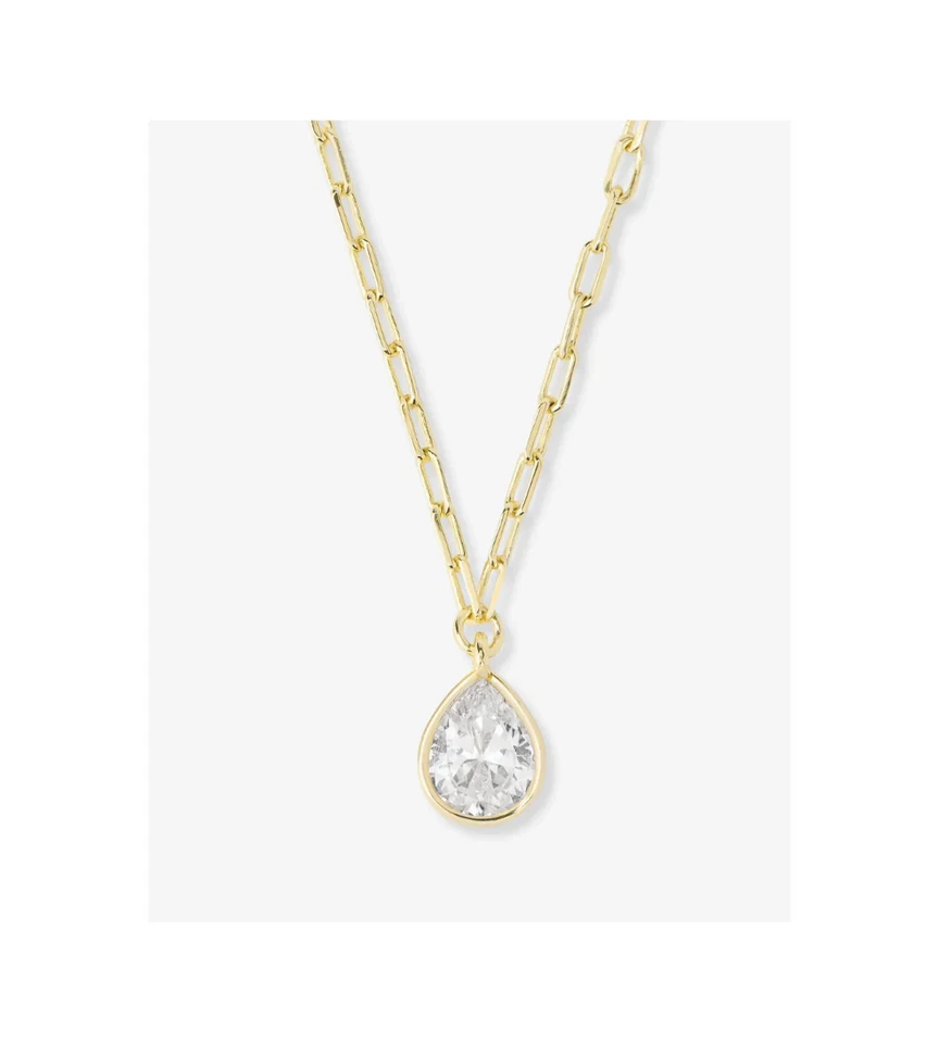 Melinda Maria Drop of Perfection Gold/White Diamondettes Necklace New - Image 1 of 1