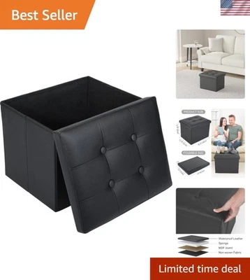Otomana compacta de almacenamiento multiusos - Elegante reposapiés negro, 330 libras de carga máxima Foto 1 de 4