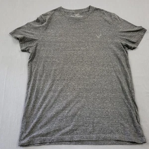 American Eagle Shirt Mens Large L Short Sleeve Logo Knit Pullover Gray - Picture 1 of 12