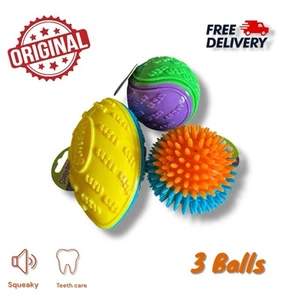 Large Scooby-Doo Durable Squeaky set of 3 Dog Balls Spikey Ball Large Ball Rugby - Picture 1 of 8