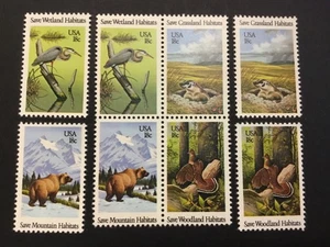 old stamps  USA  x  8  WILDLIFE HABITATS 1981  MNH - Picture 1 of 1