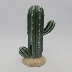 Grüner Kaktus auf Sand Keramik Dekor | unbeschriftet | 7 cm groß - Bild 1 von 18