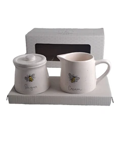 Heartland BEE HIVE 3 Pc. Glazed Ceramic Cream & Sugar Country Core Set - Picture 1 of 6