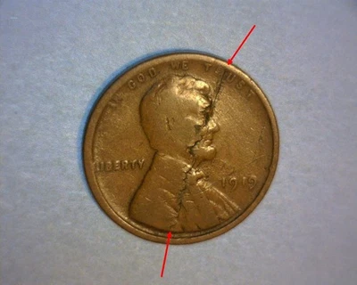 Centavo Lincoln 1919 🌟ananverso de laminación dividida principal 🌟mejor fecha🌟error de Estados Unidos Foto 1 de 4