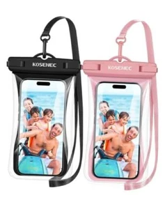 Waterproof Phone Case with Lanyard, Universal Waterproof Phone Pouch Black+Pink - Picture 1 of 7